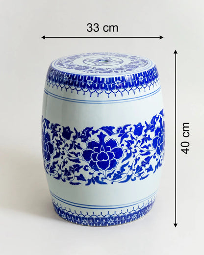 Royal Indigo Floral Garden Stool