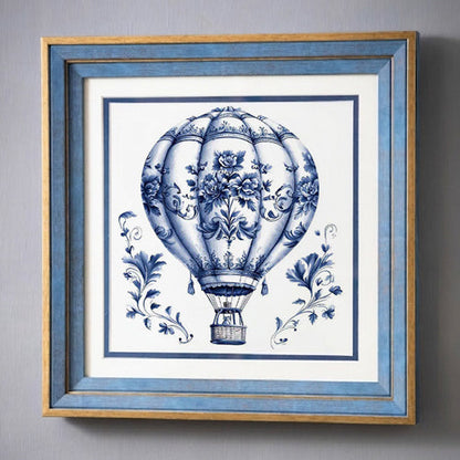 Blue & White Framed Wall art - 12"x12"