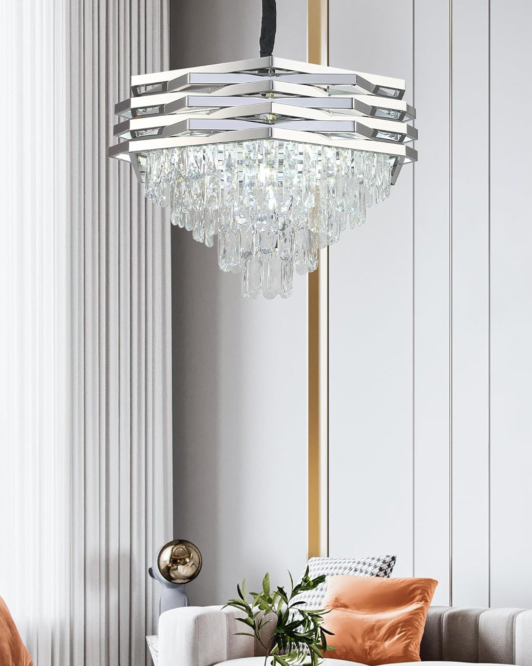 Vetra Prism Hexagonal Frame Chandelier