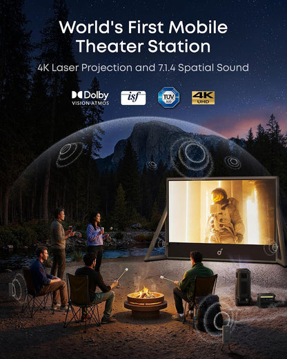Nebula X1 Pro with Anker SOLIX C1000 Power Station, 4K Triple Laser Projector for Home and Outdoor, 3500 ANSI Lumens, 7.1.4 Space Sound, Dolby Atmos, Optical Zoom, 56000:1 Contrast