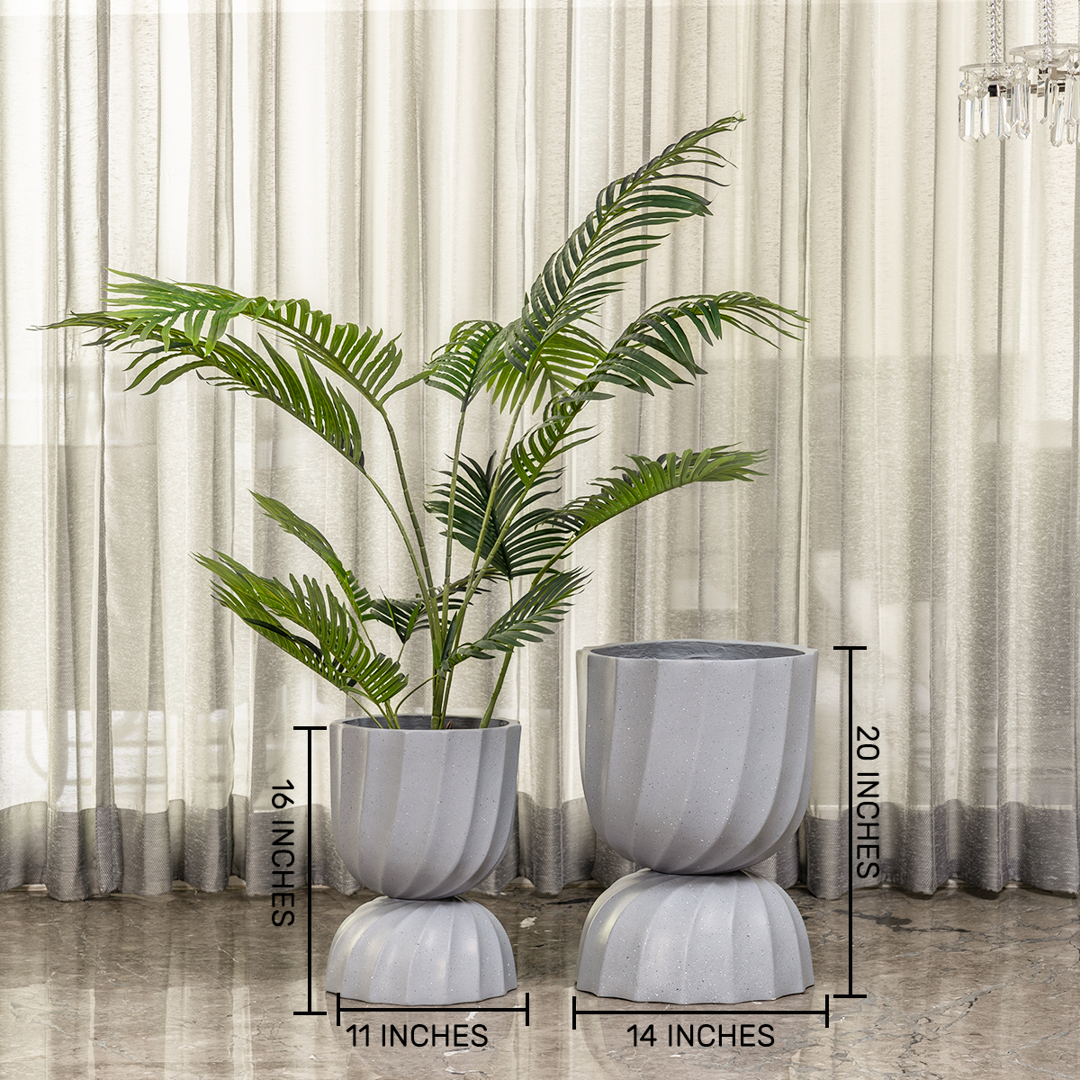 Elegant Swirl Indoor Planters For Home - Set of 2 (Grey)