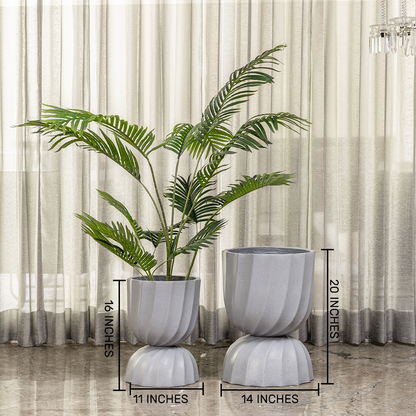 Elegant Swirl Indoor Planters For Home - Set of 2 (Grey)