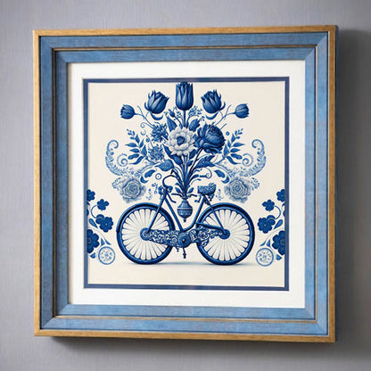 Blue & White Framed Wall art - 12"x12"