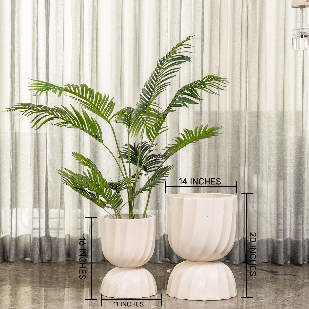 Elegant Swirl Indoor Planters For Home - Set of 2 (White)