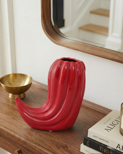Fiery Red Chili Ceramic Vase