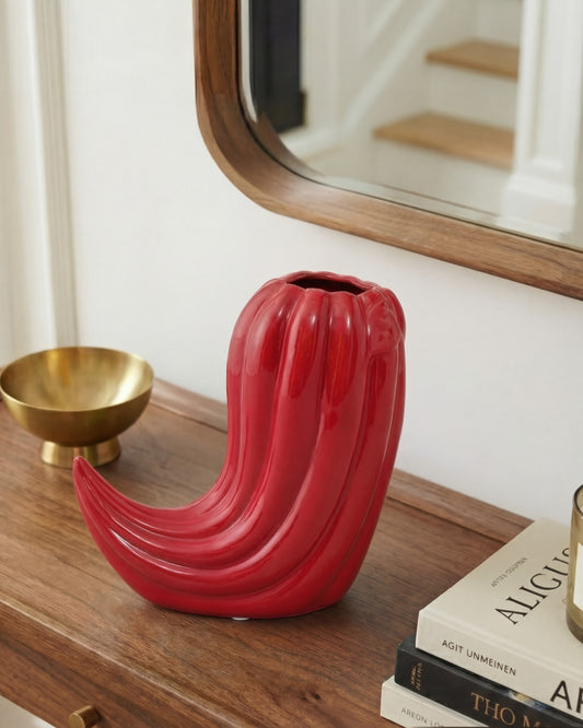 Fiery Red Chili Ceramic Vase