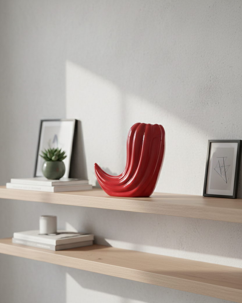 Fiery Red Chili Ceramic Vase