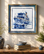 Blue & White Framed Wall art - 12"x12"