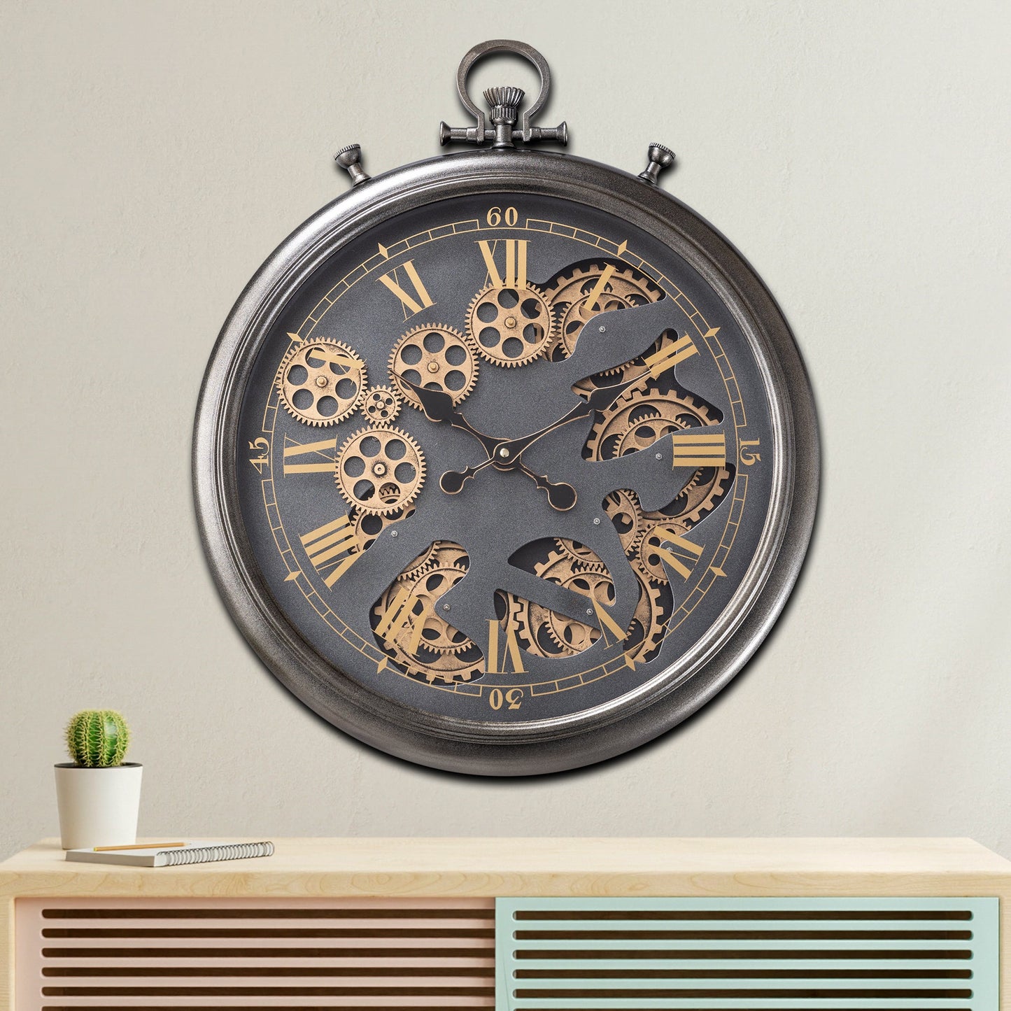 Vortex Time Luxury Antique Wall clocks for the Home With Moving Gear Mechanism Buy Wall Clock Online (Black) (Steel Body)