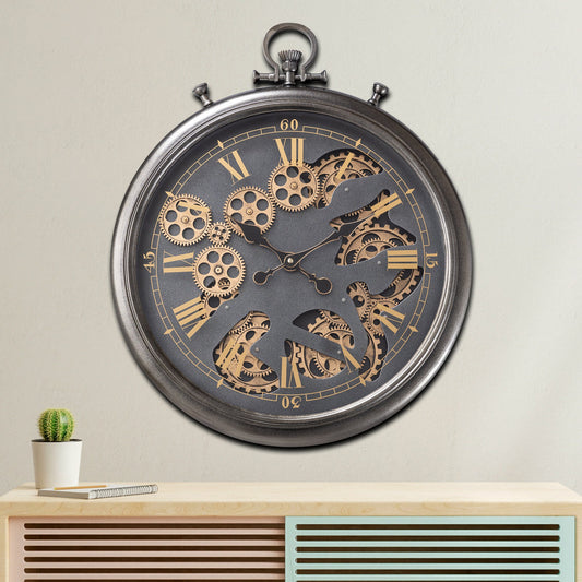 Vortex Time Luxury Antique Wall clocks for the Home With Moving Gear Mechanism Buy Wall Clock Online (Black) (Steel Body)