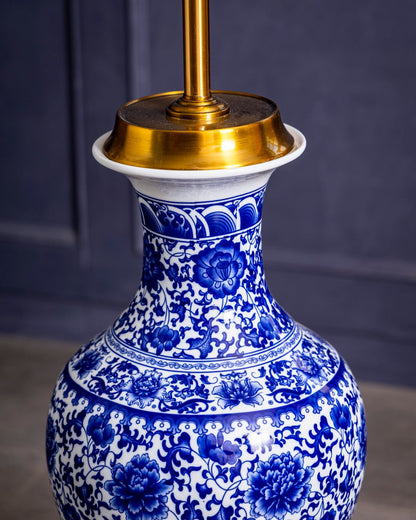 Oriental Indigo Floral Floor Lamp