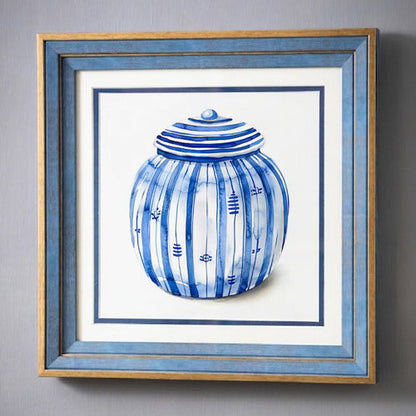 Blue & White Framed Wall art - 12"x12"