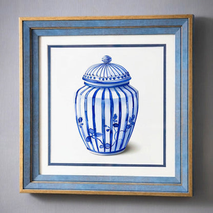 Blue & White Framed Wall art - 12"x12"