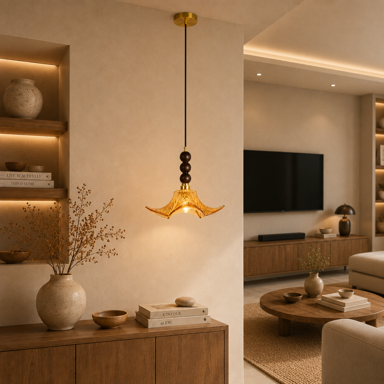 Ebon Flora Pendant Light For Home  & Item  for Home Decoration - Amber