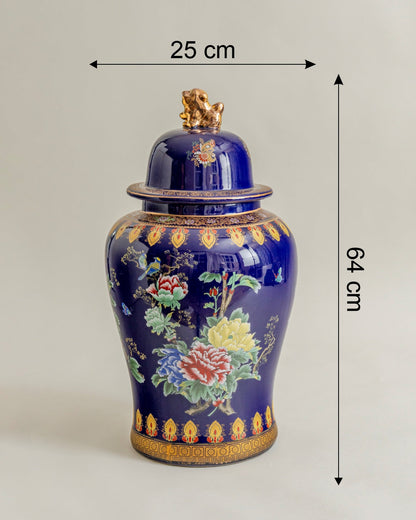 Midnight Regal Bloom Temple Jar - 64 cm
