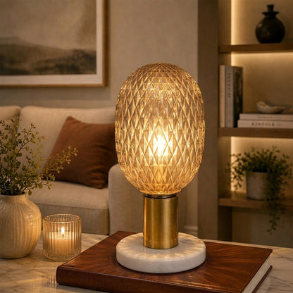 Amaryllis Glass designer table lamp - Yellow Glass Shade