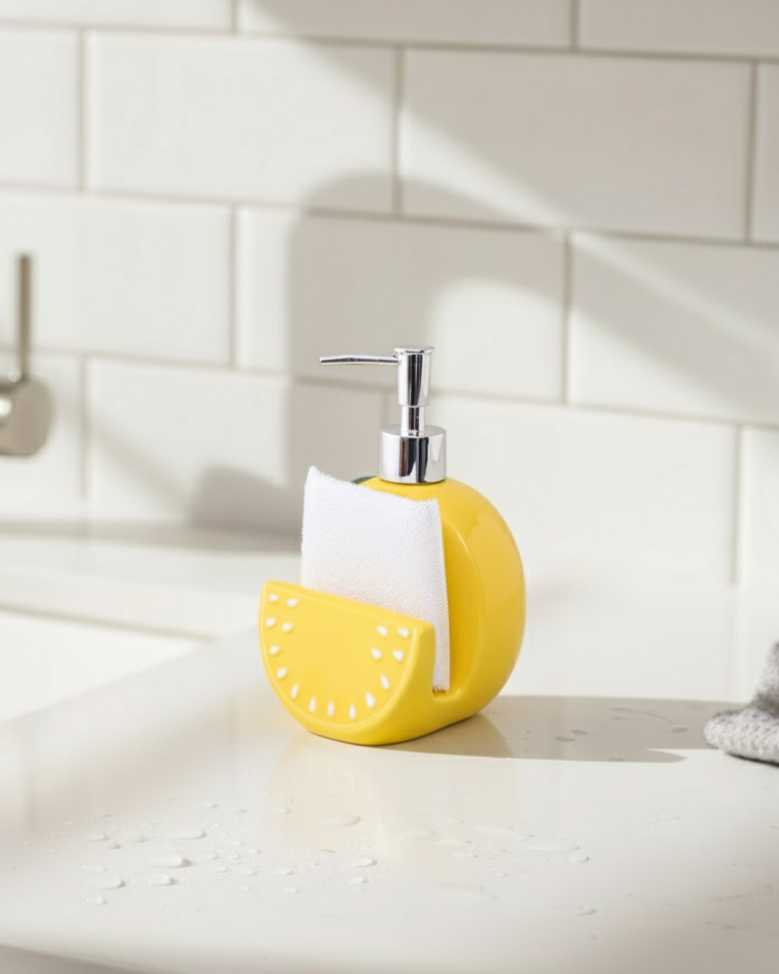Lemon Soap Dispenser With Scrub Holder