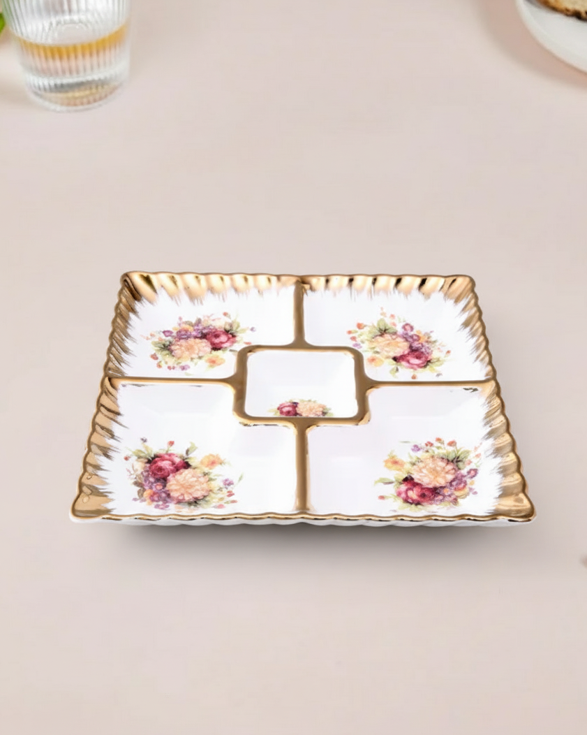Vintage Floral Chip & Dip Platter