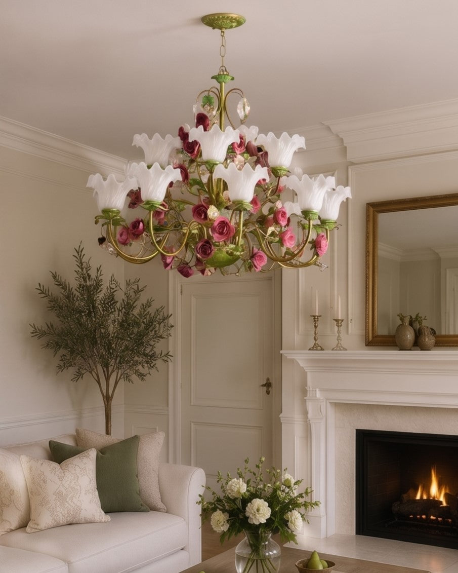 Rose Vine French Floral Chandelier