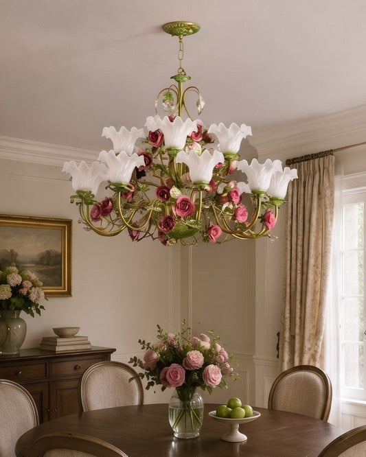 Rose Vine French Floral Chandelier