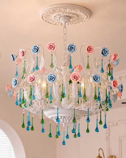 Pastel Bloom French Floral Chandelier