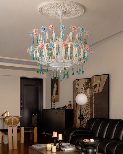 Pastel Bloom French Floral Chandelier