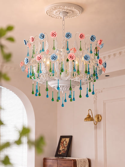 Pastel Bloom French Floral Chandelier