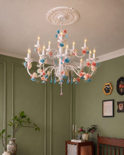Blush Bloom French Floral Chandelier