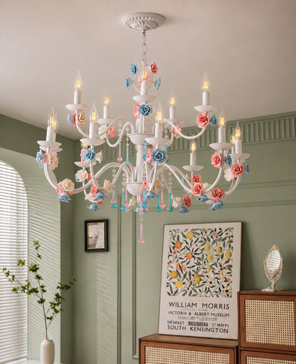 Blush Bloom French Floral Chandelier