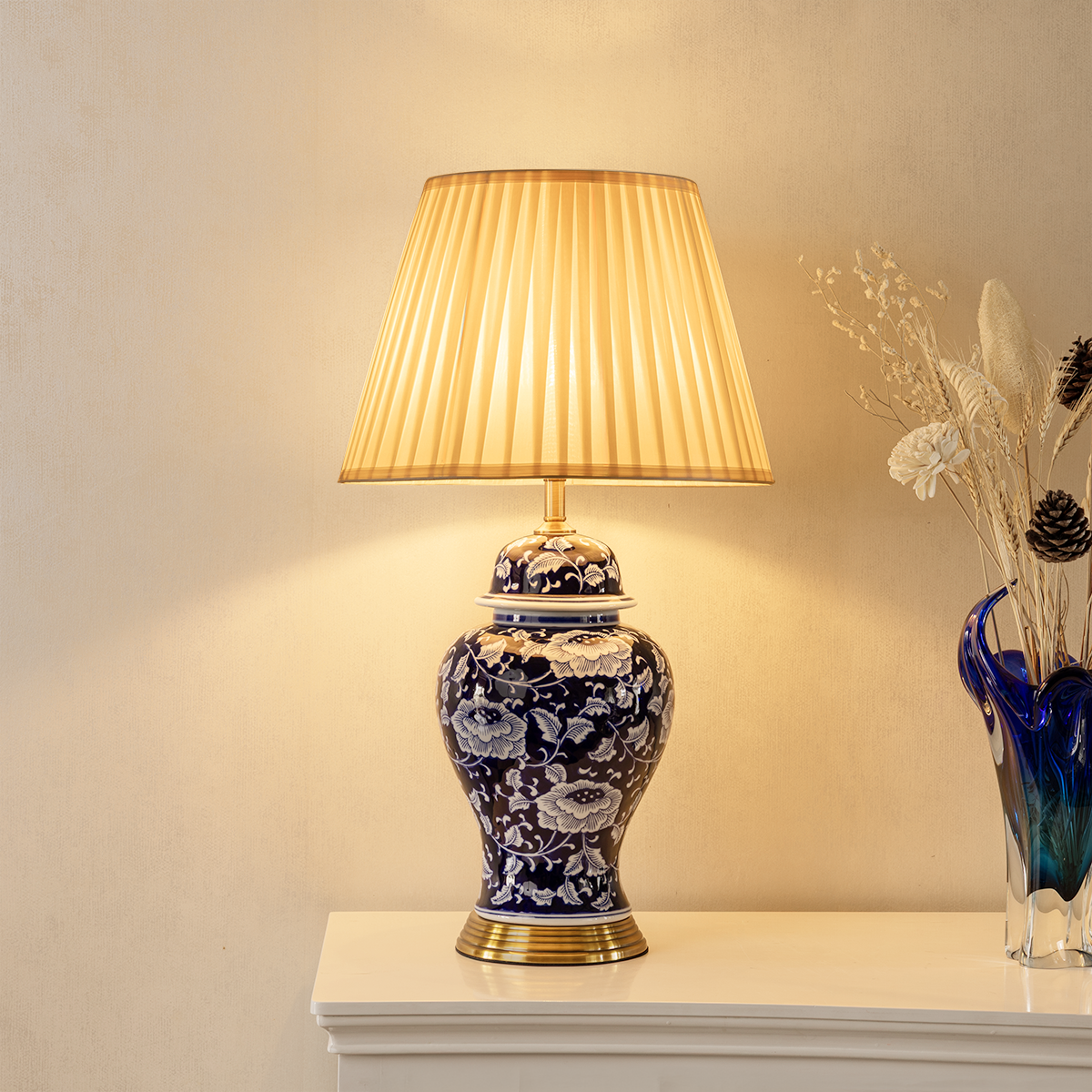 Velvet Indigo Designer Table Lamps for Living Room