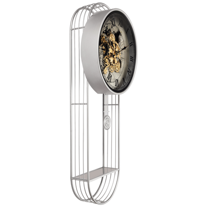 Phantom Dial Designer Pendulum Clock With Moving Gear Mechanism (Steel Body)