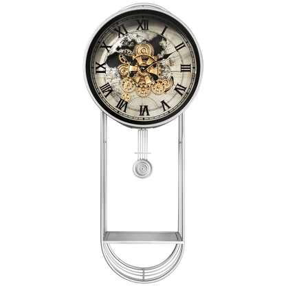 Phantom Dial Designer Pendulum Clock With Moving Gear Mechanism (Steel Body)