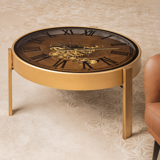 Prestige Time Tea Table Clock With Moving Gear Mechanism (Steel Body)