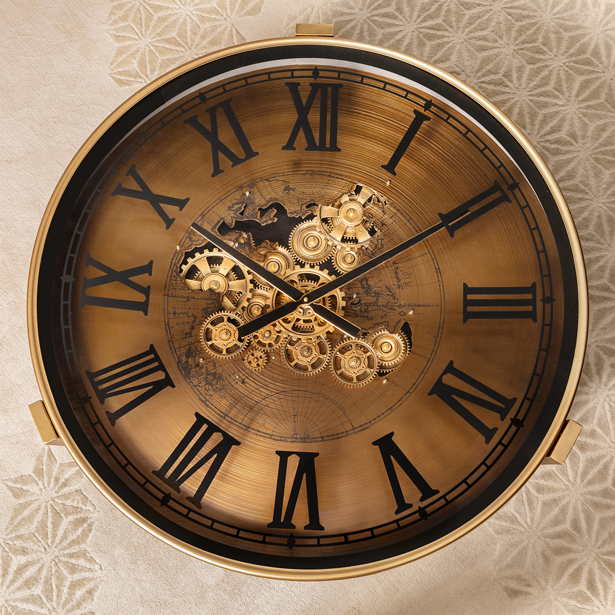 Prestige Time Tea Table Clock With Moving Gear Mechanism (Steel Body)