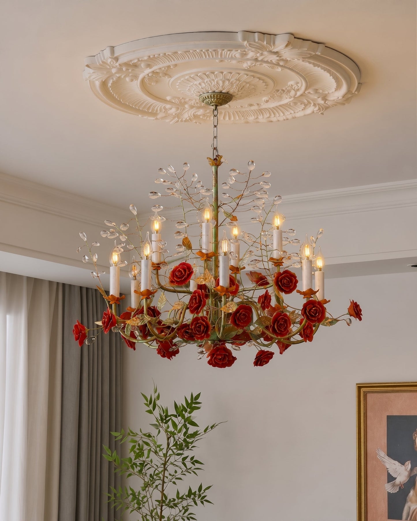 Regal Rose French Floral Chandelier