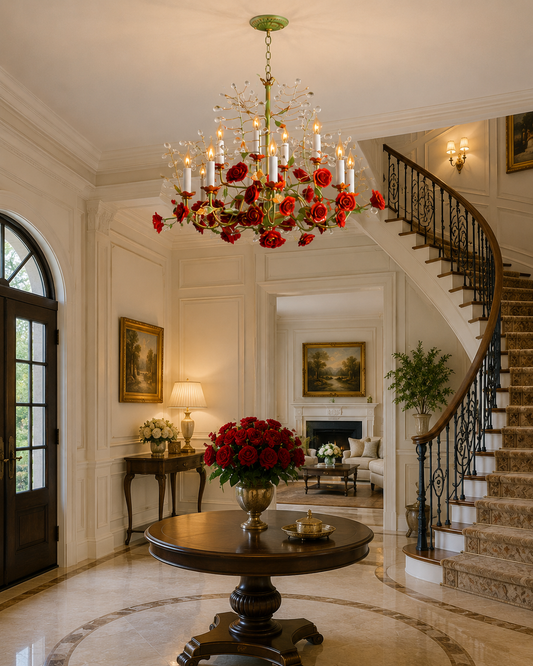 Regal Rose French Floral Chandelier