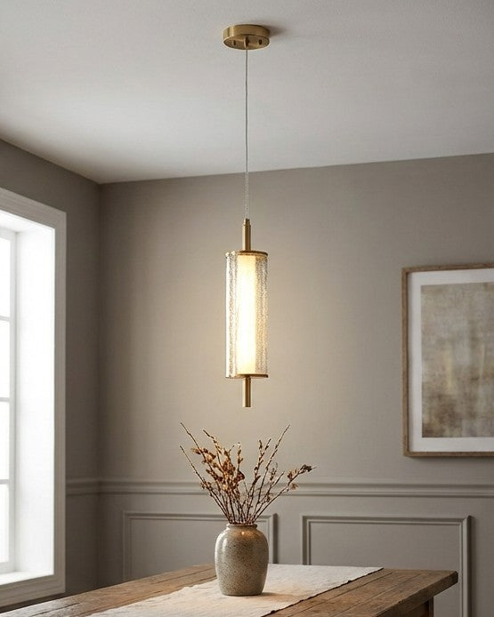 Cylvara Crystal Tube Pendant Light - Smoke
