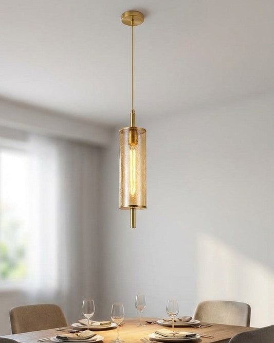 Cylvara Crystal Tube Pendant Light - Amber