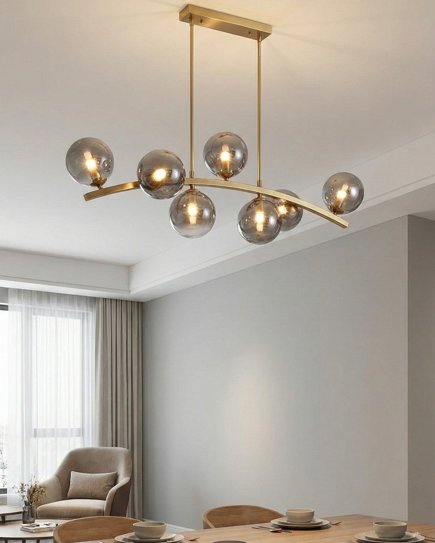 Curved Globe Bar Chandelier