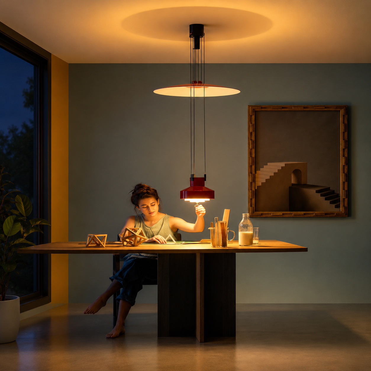Veris Ceiling Light For Home & Home Decoration Item - Red