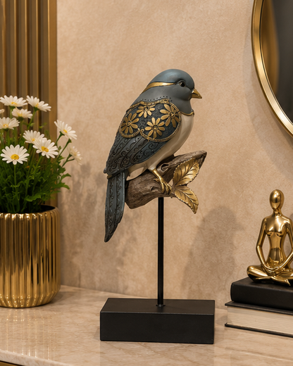 Branch Songbird Decorative Figurine - Grey