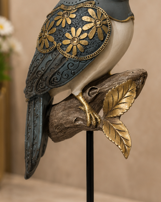 Branch Songbird Decorative Figurine - Grey