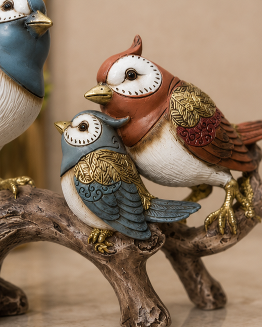 Decorative Bird Family Figurine