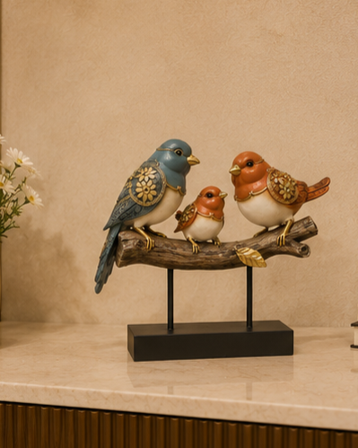 Decorative Bird Family Figurine