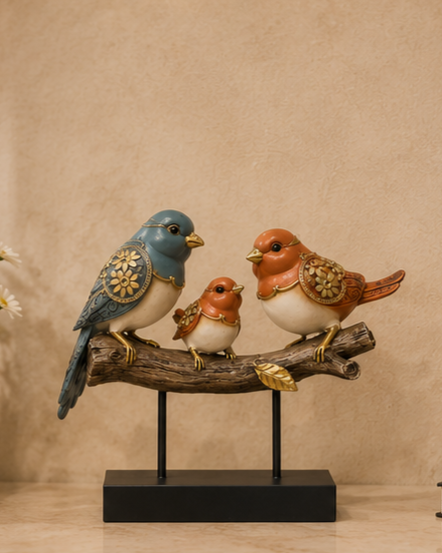 Decorative Bird Family Figurine