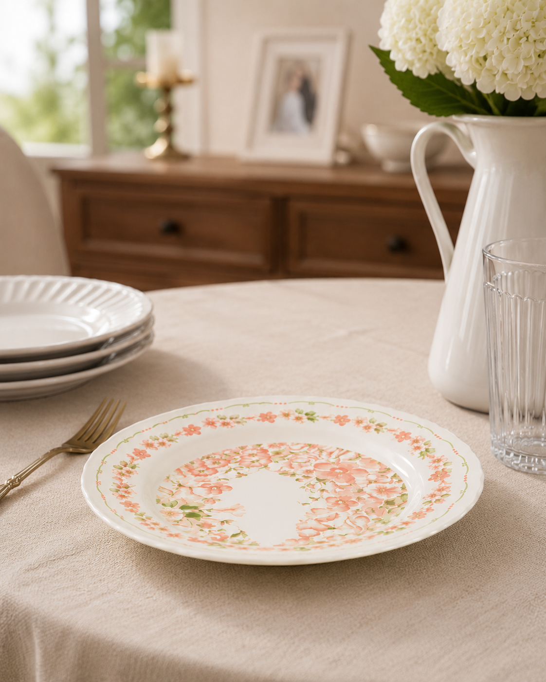 Blush Floral Garden Dinner Plate