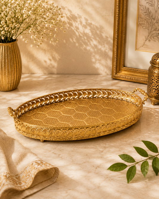 Oval Honeycomb Serving Tray - Large