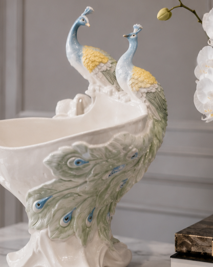 Royal Peacock Decorative Footed Bowl
