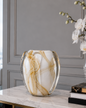 Golden Marble Art Glass Vase - Medium
