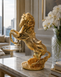 Royal Majesty Golden Rearing Horse Sculpture